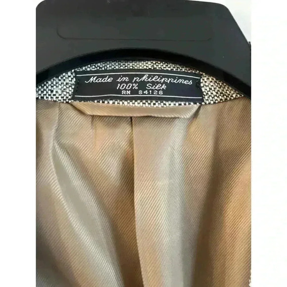 Barrington 100% SILK Tweed Sport Coat Blazer Jacket 2 Bttn Brown White Black 42R - Picture 7 of 8